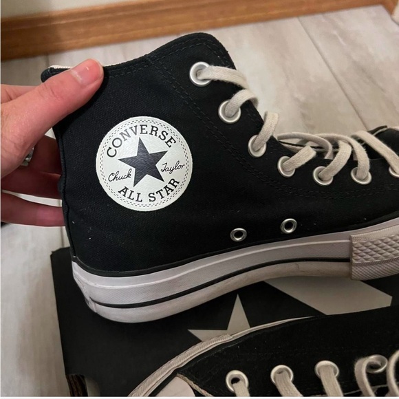 Black and white Coverse All Star Lift Platform shoes size womens 6.5 - Picture 7 of 8